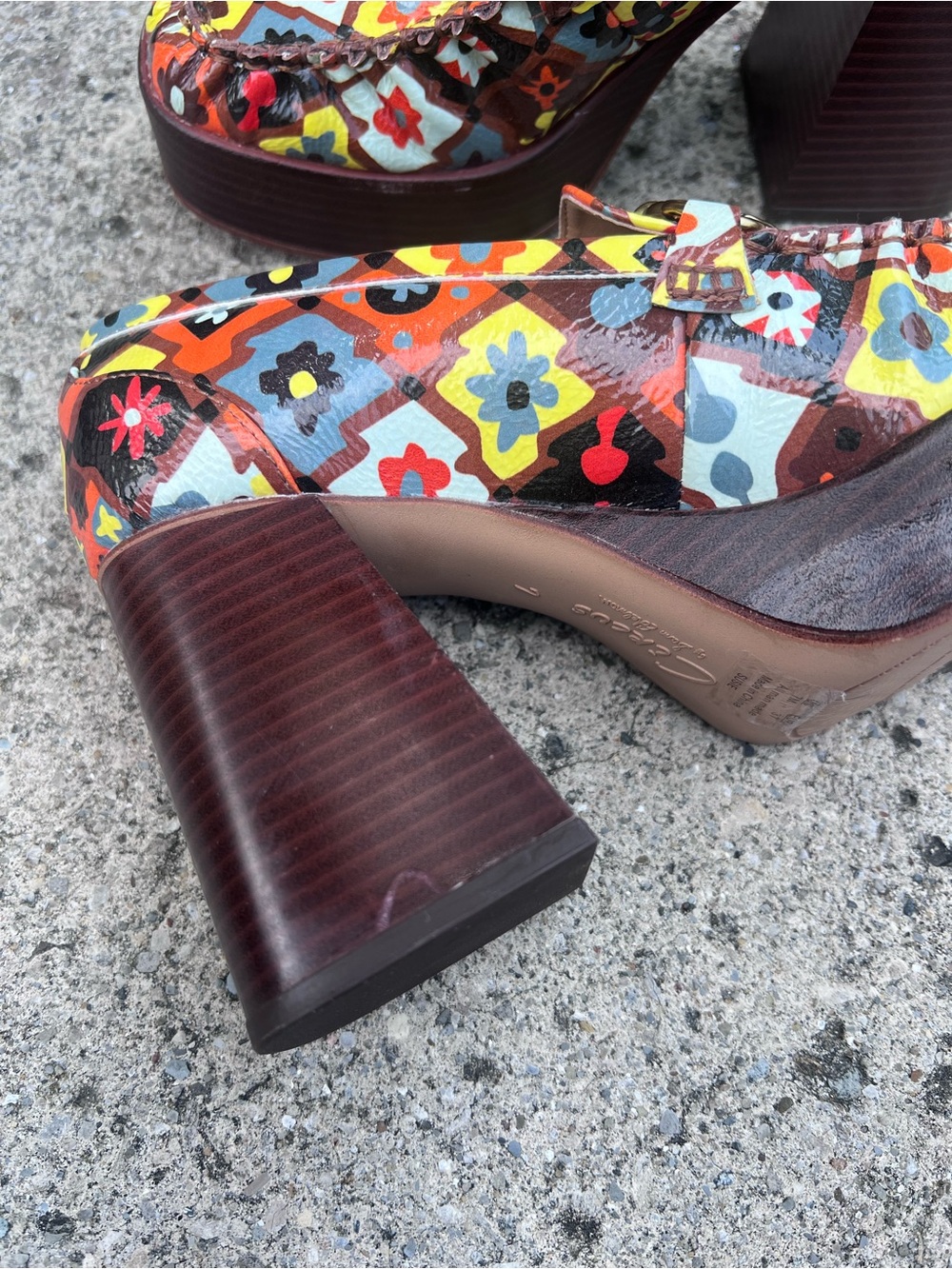 Circus Sam Edelman Susie Patent Loafer Colorful Fall 70s Platform Heels size 7 - Picture 6 of 9